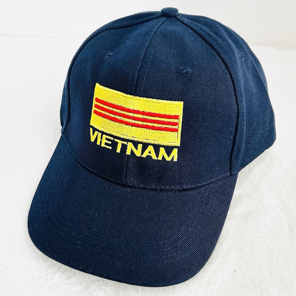 Vietnam Flag Patch Hat Cap Adjustable Strapback Blue Outdoors Casual Workwear